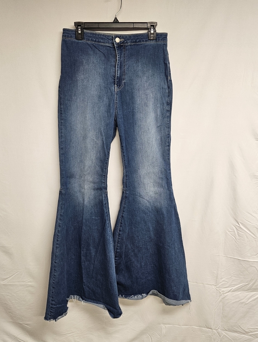 Free People Jeans Size 32 High Rise Flare Big Bell Bottoms Raw Hem Just Float On